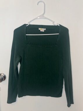 Boden Dark Green Square Neck Knit Sweater